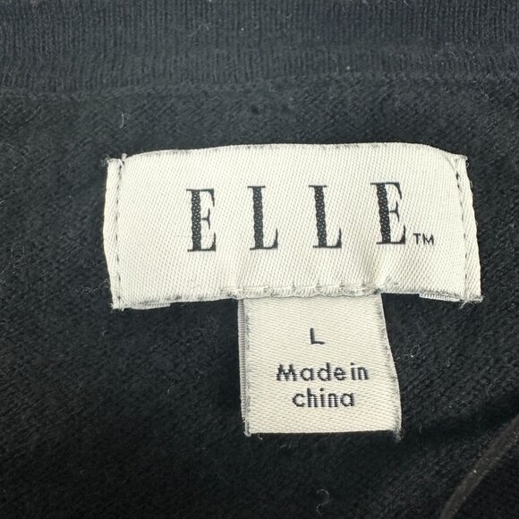 Elle Womens Black Cardigan Sweater Size L 55% Cotton/Nylon/Viscose - Picture 3 of 5